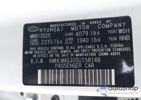 2025 Hyundai Elantra Hybrid Blue z USA, uszkodzony, nr VIN KMHLM4DJ0SU158146